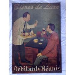 Zeldzaam metalen reclamebord Bière de Luxe 1960